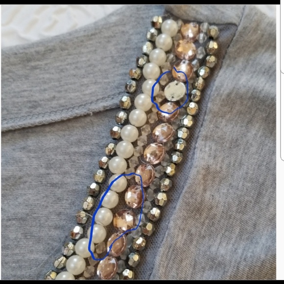 Twentyone gray/gray beaded tie back t-shirt top - Picture 7 of 8